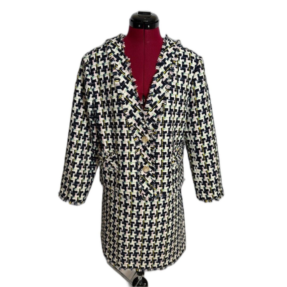 Ann Taylor Skirt Suit Size 12/14 Multi-Colored Tweed 2-Piece Set Blazer & Skirt